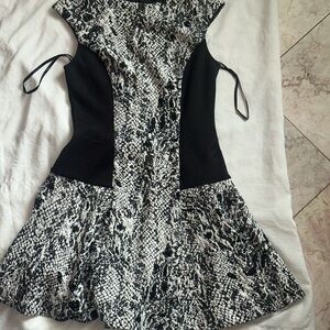 Ted Baker Black and White Fit and Flare Mini Dress